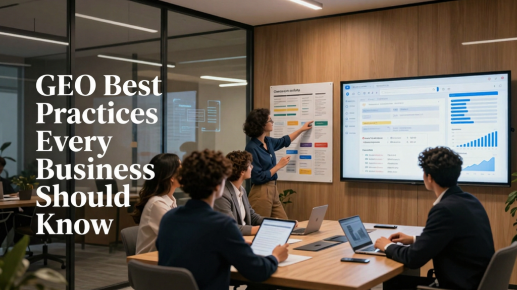 A professional, photorealistic image representing GEO Best Practices Every Business Should Know.