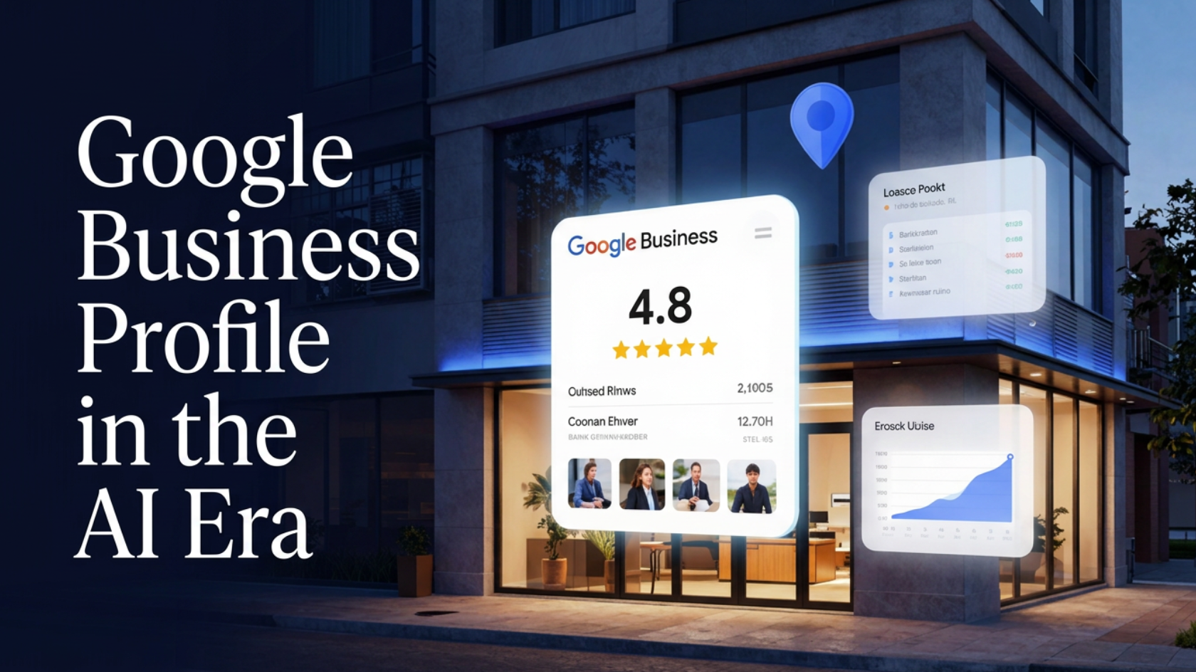 A professional, photorealistic image representing Google Business Profile in the AI Era.